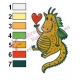 Cartoon Dragon in Love Embroidery Design